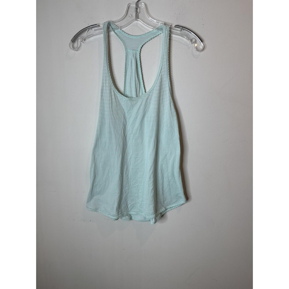 Lululemon Tank Top Womens Medium Green Striped Racerback Lightweight Athletic